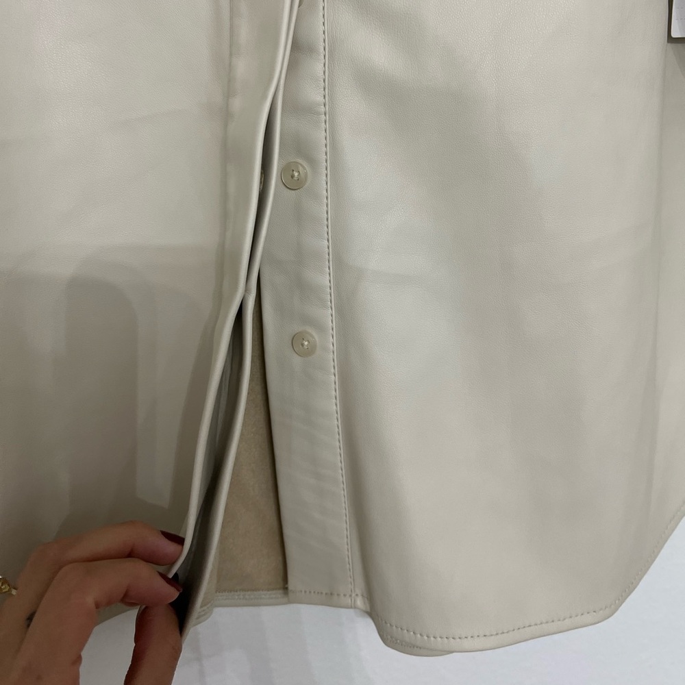 Good American Faux Leather Shacket /jacket top Fall classic suede like interior - Picture 10 of 11